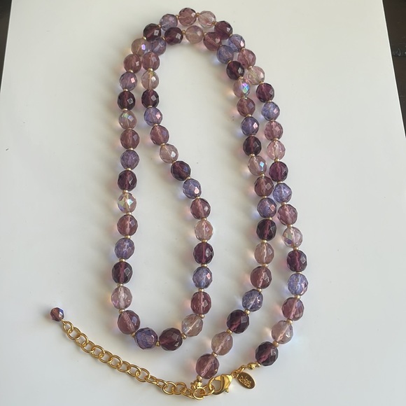 Joan Rivers Set of 2 Purple Crystal Bead Necklaces & Enhancer - Picture 2 of 12